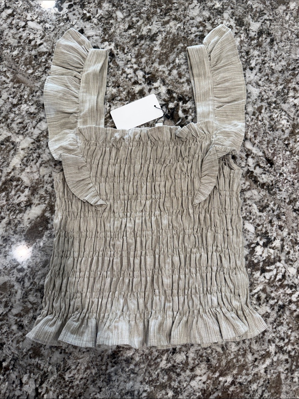 Smocked Ruffle Strap Camisole - Beige